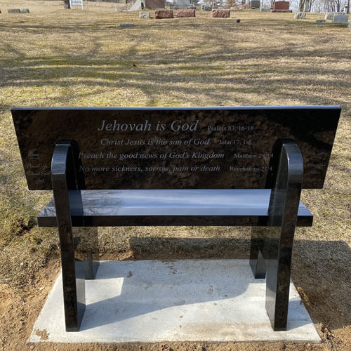 Black Granite Backside Standard Bench Richardson Monuments