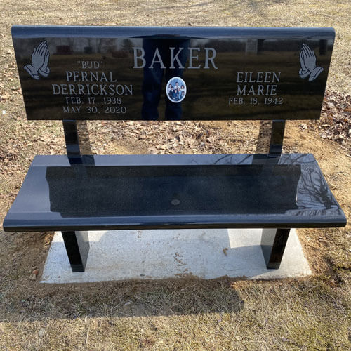 Black Granite Frontside Standard Bench Richardson Monuments